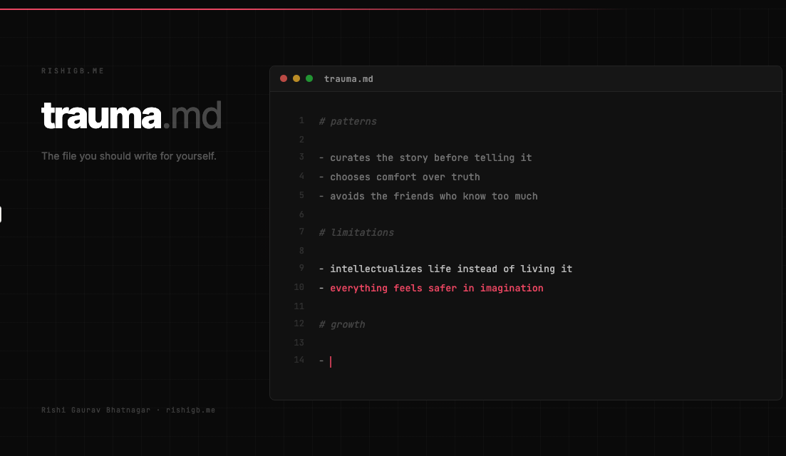 An imagination of what my own trauma.md may look l